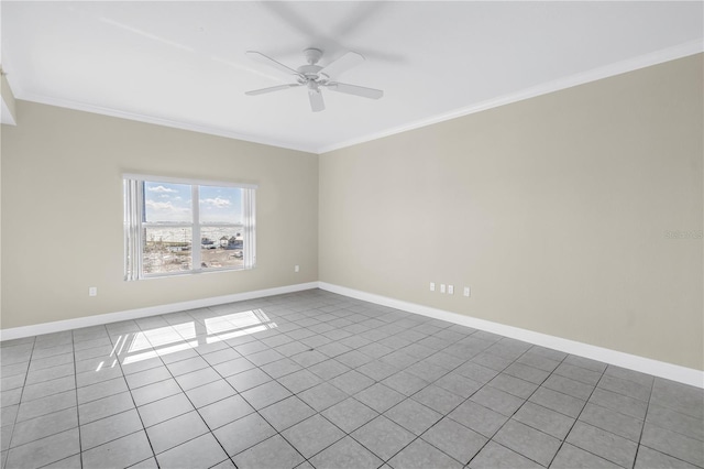 423 150th Ave Unit 1501, Madeira Beach, FL 33708 - unfurnished room with crown molding, ceiling fan, and tile patterned floors