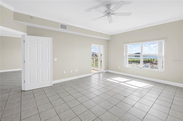 423 150th Ave Unit 1501, Madeira Beach, FL 33708 - unfurnished room featuring ornamental molding, light tile patterned floors, and ceiling fan