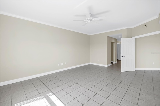 423 150th Ave Unit 1501, Madeira Beach, FL 33708 - unfurnished room with a ceiling fan, ornamental molding, and light tile patterned floors