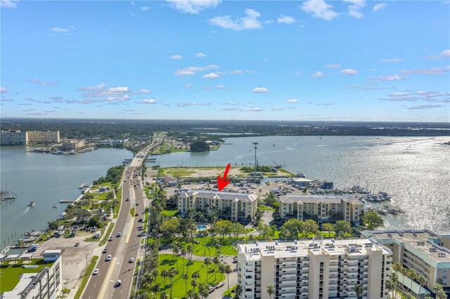 423 150th Ave Unit 1501, Madeira Beach, FL 33708 - drone / aerial view of a nearby body of water and apartment complex