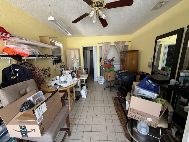 7206 Reindeer Rd, Tampa, FL 33619 - home office with a textured ceiling and a ceiling fan
