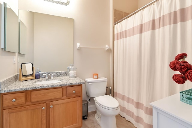 6513 Sand Shore Ln, New Port Richey, FL 34652 - bathroom with vanity, tile patterned floors, and curtained shower