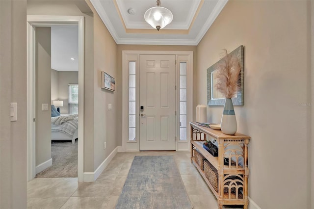 5320 Morey Farms Loop, Palmetto, FL 34221 - entryway featuring light tile patterned flooring and crown molding