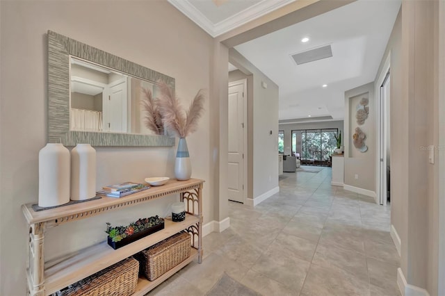 5320 Morey Farms Loop, Palmetto, FL 34221 - hall featuring ornamental molding and recessed lighting
