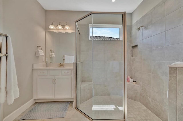 5320 Morey Farms Loop, Palmetto, FL 34221 - full bathroom with tiled shower, vanity, and tile patterned floors
