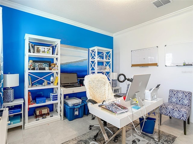 11703 Brighton Knoll Loop, Riverview, FL 33579 - office featuring crown molding and a textured ceiling