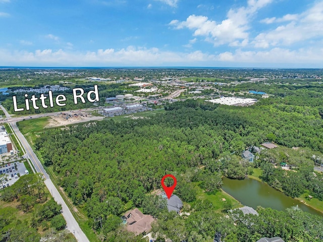 8711 Crescent Forest Blvd, New Port Richey, FL 34654 - aerial view of property and surrounding area with a large body of water and a forest