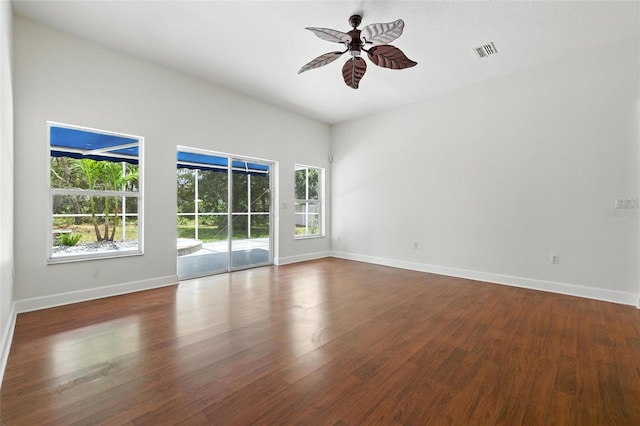 5390 Greystone Dr, Spring Hill, FL 34609 - unfurnished room featuring a ceiling fan and dark wood-type flooring