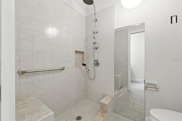 5390 Greystone Dr, Spring Hill, FL 34609 - full bathroom featuring tiled shower and tile patterned flooring