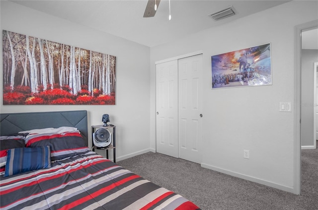 3921 SW 51st Ter, Ocala, FL 34474 - carpeted bedroom with a closet and ceiling fan