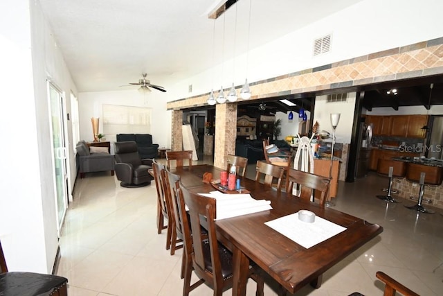21921 US Highway 98, Dade City, FL 33523 - dining area featuring light tile patterned flooring and a ceiling fan