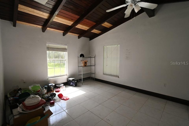 21921 US Highway 98, Dade City, FL 33523 - tiled spare room with wood ceiling and a ceiling fan
