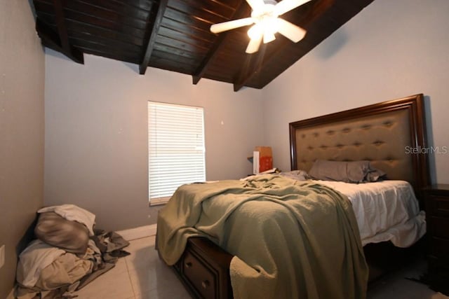 21921 US Highway 98, Dade City, FL 33523 - tiled bedroom with wood ceiling and a ceiling fan