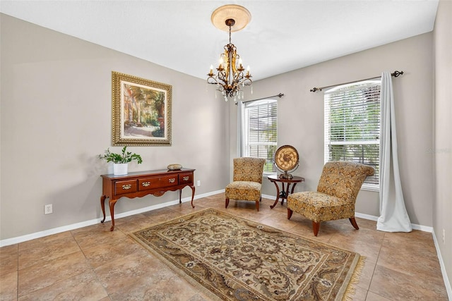 19028 Narimore Dr, Land O Lakes, FL 34638 - living area featuring a chandelier and tile patterned floors
