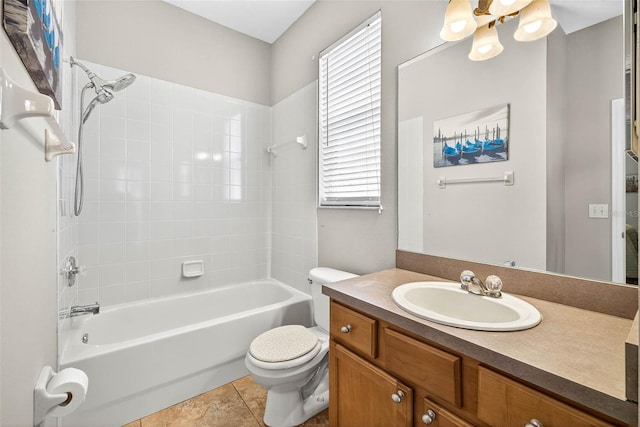 19028 Narimore Dr, Land O Lakes, FL 34638 - bathroom with vanity, shower / bath combination, and tile patterned floors