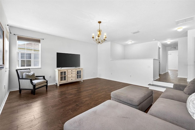 19028 Narimore Dr, Land O Lakes, FL 34638 - living area featuring wood finished floors and a chandelier