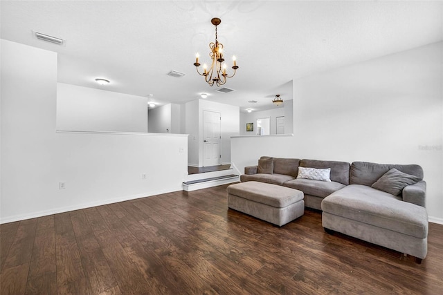 19028 Narimore Dr, Land O Lakes, FL 34638 - living room with wood finished floors and a chandelier