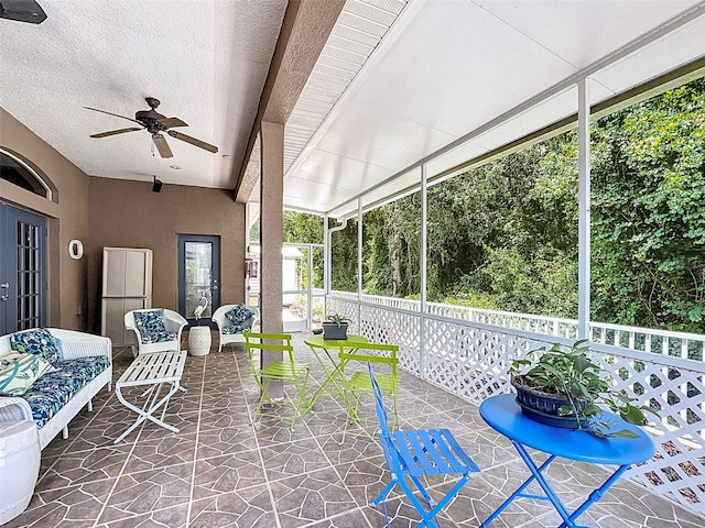 12200 Hunters Lake Dr, New Port Richey, FL 34654 - sunroom with ceiling fan