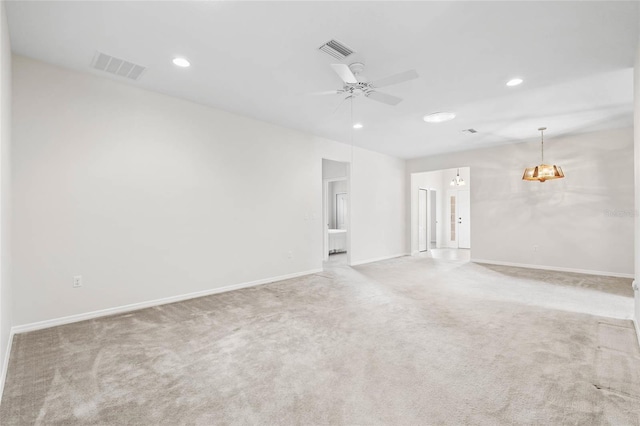 11144 Paradise Point Way, New Port Richey, FL 34654 - empty room featuring ceiling fan, carpet flooring, and recessed lighting