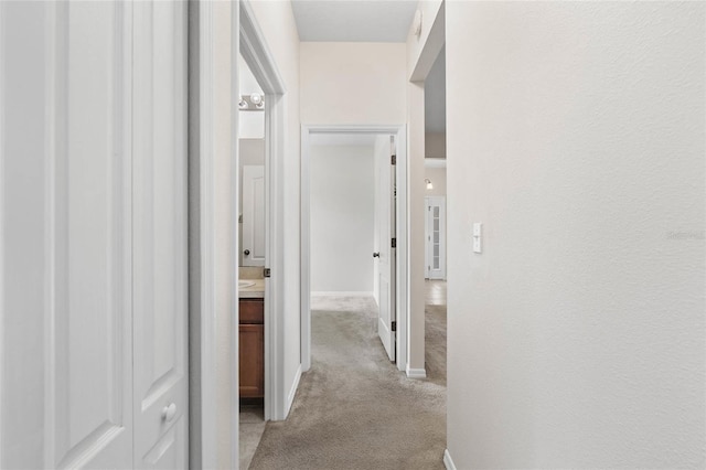 11144 Paradise Point Way, New Port Richey, FL 34654 - corridor with light carpet and baseboards