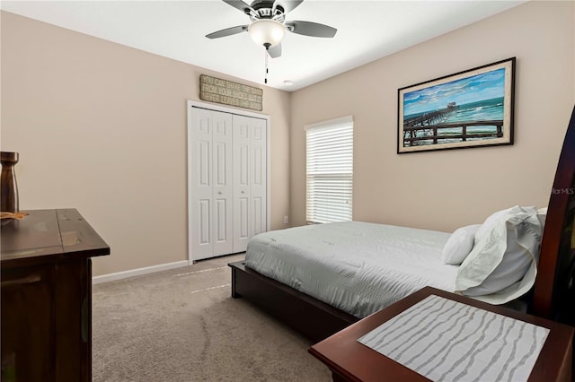 5264 Brilliance Cir, Cocoa, FL 32926 - bedroom with carpet floors, a closet, and a ceiling fan