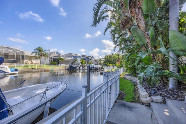 4743 Spinnaker Dr, Bradenton, FL 34208 - dock featuring a water view and a residential view