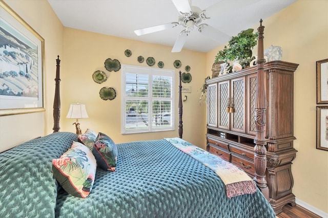 4743 Spinnaker Dr, Bradenton, FL 34208 - bedroom with wood finished floors and a ceiling fan