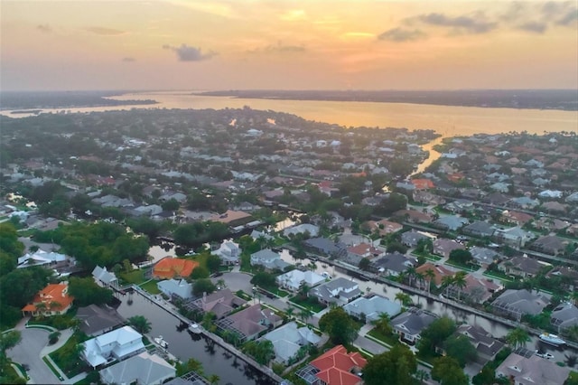 4743 Spinnaker Dr, Bradenton, FL 34208 - aerial view at dusk of a water view and a residential view