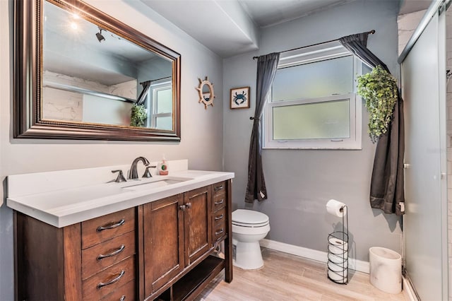 1403 Tallahassee Dr, Tarpon Springs, FL 34689 - bathroom with vanity, wood finished floors, plenty of natural light, and a shower