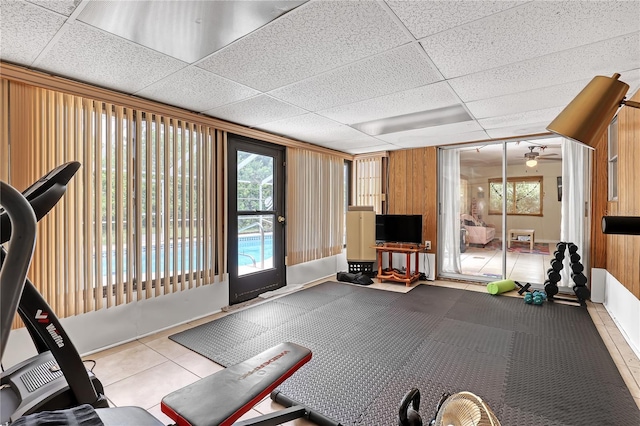 1340 NE Mariposa Dr NE, Palm Bay, FL 32905 - workout room with healthy amount of natural light and a drop ceiling