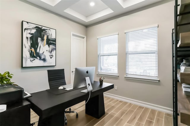2903 Cordoba Ranch Blvd, Lutz, FL 33559 - office area with wood finished floors and coffered ceiling