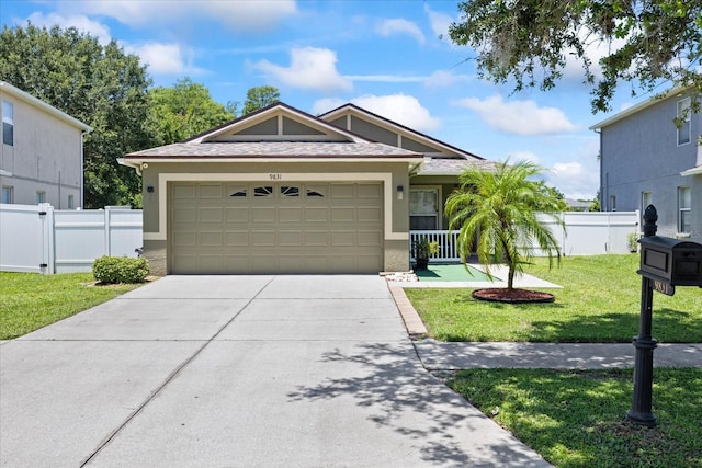 9831 Edmonton Dr, Land O Lakes, FL 34638 - ranch-style home featuring stucco siding, a garage, and driveway