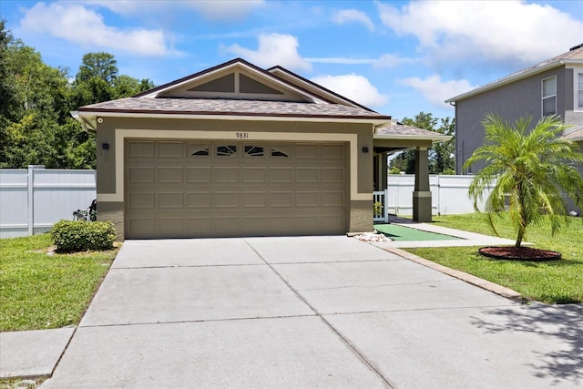 9831 Edmonton Dr, Land O Lakes, FL 34638 - ranch-style house with stucco siding, concrete driveway, and a garage