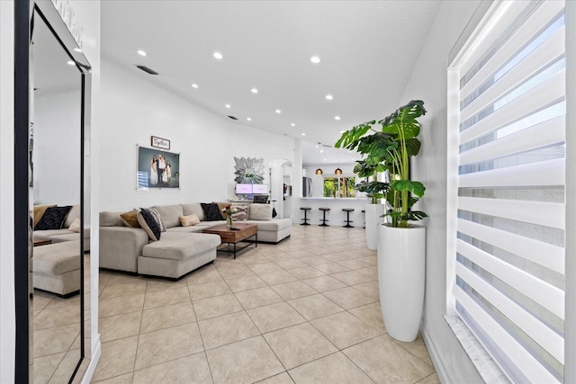 9831 Edmonton Dr, Land O Lakes, FL 34638 - living area with recessed lighting and light tile patterned floors