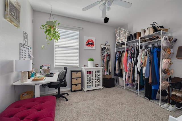 4147 Grandchamp Cir, Palm Harbor, FL 34685 - office area featuring carpet and a ceiling fan