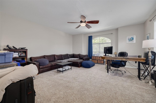 4147 Grandchamp Cir, Palm Harbor, FL 34685 - office featuring a ceiling fan and carpet floors