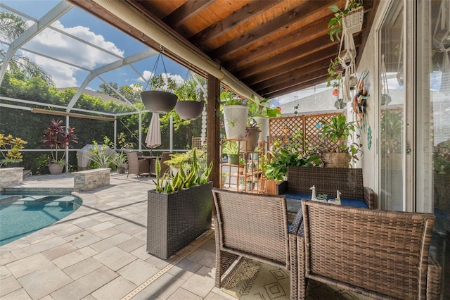 4147 Grandchamp Cir, Palm Harbor, FL 34685 - view of patio with a lanai