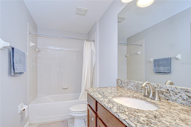 828 Terra Vista St, Brandon, FL 33511 - full bath featuring vanity, shower / bathtub combination with curtain, and tile patterned floors