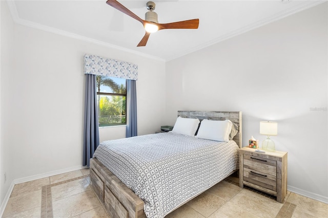 12830 24th Street Cir E, Parrish, FL 34219 - bedroom featuring crown molding, light tile patterned floors, and a ceiling fan