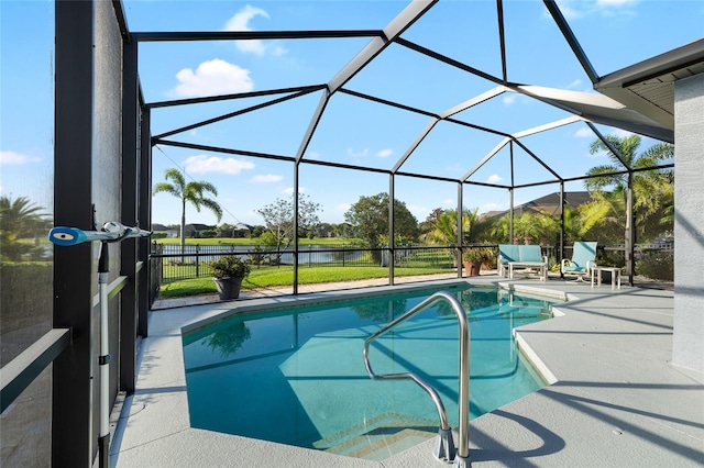 12830 24th Street Cir E, Parrish, FL 34219 - outdoor pool with a water view, a patio area, and glass enclosure