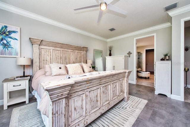 4906 Los Robles Ct, Palmetto, FL 34221 - bedroom with ornamental molding and ceiling fan