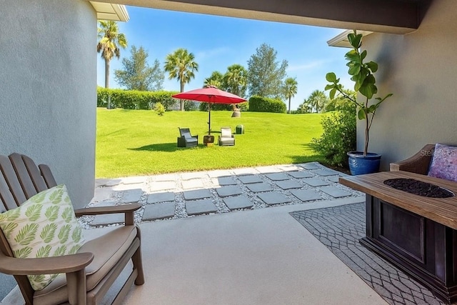 4906 Los Robles Ct, Palmetto, FL 34221 - view of patio / terrace with a fire pit