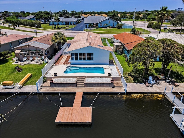 4849 Floramar Ter, New Port Richey, FL 34652 - aerial view of residential area featuring a pool area and a nearby body of water