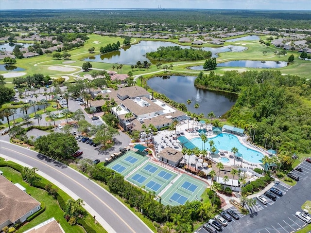 511 Foxglove Cir Unit B, Sun City Center, FL 33573 - aerial perspective of suburban area featuring a nearby body of water and a golf course