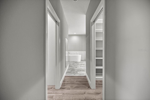 5352 W Corral Pl, Beverly Hills, FL 34465 - corridor with wood finished floors and a textured ceiling