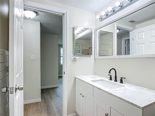 6632 Sierra Ter, New Port Richey, FL 34652 - bathroom featuring wood finished floors and vanity