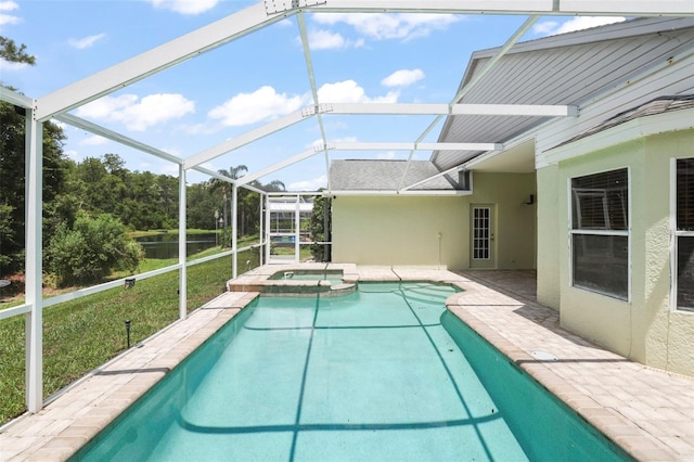 4948 Ridgemoor Cir, Palm Harbor, FL 34685 - view of swimming pool with a pool with connected hot tub, a lanai, and a patio area