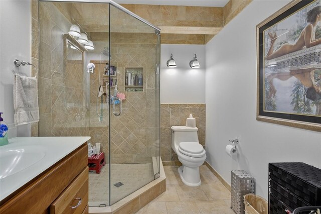 210 Jayview Ave, Lehigh Acres, FL 33936 - full bath featuring vanity, a stall shower, and tile patterned floors