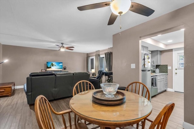 1485 Lakeview Rd Unit 2, Clearwater, FL 33756 - dining area with ceiling fan and light wood-type flooring