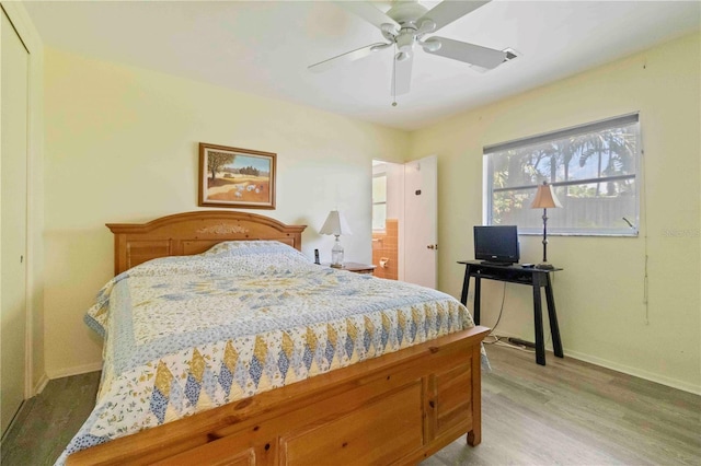 917 Pineview Ave, Clearwater, FL 33756 - bedroom featuring light wood-style flooring and ceiling fan